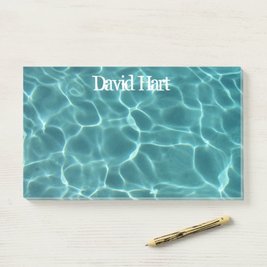 Post-it® Photo de piscine Aqua Green (Sur un bureau)