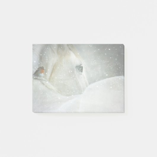 Post-it® Photo d'un magnifique cheval blanc en hiver (Devant)