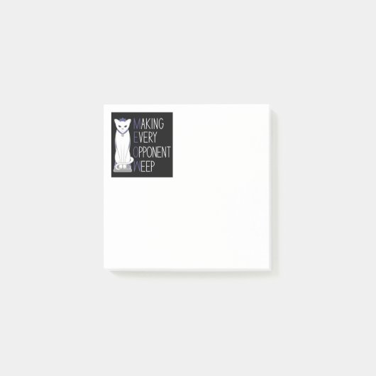 Post-it® Pièce d'échecs de chat blanc avec texte (Devant)