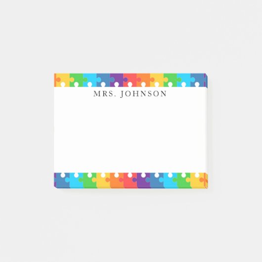 Post-it® Pièces de Puzzle Arc-en-ciel Mignonnes Nom de l'en (Devant)