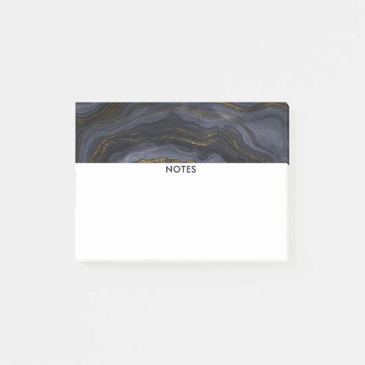 Post-it® Pierre d'Agate Noir & Or moderne Abstrait (Devant)