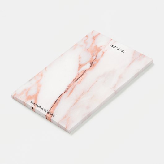 Post-it® Pierre de marbre blanc rose minimal Nom de luxe (Incliné)