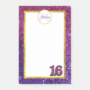Post-it® Pierres à Parties scintillant rose et violet Monog