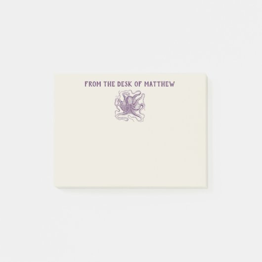 Post-it® Pieuvre marine personnalisée violet et crème (Devant)