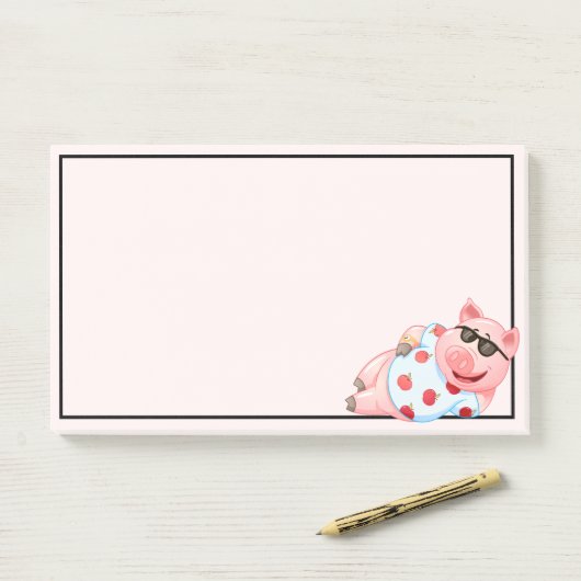 Post-it® Pig cool dans les lunettes de soleil Notes post-it (Sur un bureau)