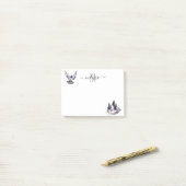 Post-it® Pigeon Aquarelle Monogramme Personnalisé (Sur un bureau)