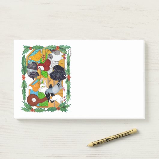 Post-it® Pigeons de Christmas (Sur un bureau)