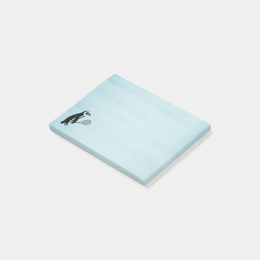 Post-it® Pingouin avec raquette de tennis sur Arrière - pla (Incliné)