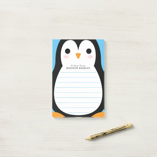 Post-it® Pingouin Cute (Sur un bureau)