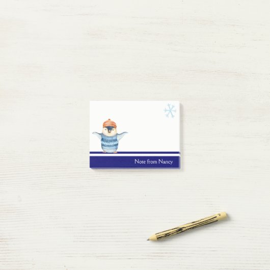 Post-it® Pingouin d'aquarelle mignonne (Sur un bureau)