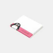 Post-it® Pingouin de dessin mignon Illustration rose chaud  (Incliné)