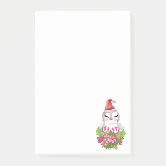 Post-it® Pingouin de Noël mignon à Santa Hat (Devant)