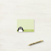 Post-it® Pingouin en caricature mignonne - Vert citron vert (Sur un bureau)