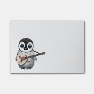 Post-it® Pingouin jouant la guitare sud-coréenne de drapea