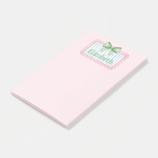 Post-it® Pink and Blue Frame With Green Gingham Bow (Incliné)