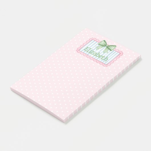 Post-it® Pink and Blue Frame With Green Gingham Bow (Incliné)