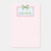 Post-it® Pink and Blue Frame With Green Gingham Bow (Devant)