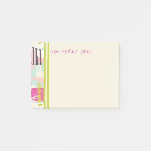 Post-it® Pink and Chartreuse Nom de l'art Abstrait (Devant)