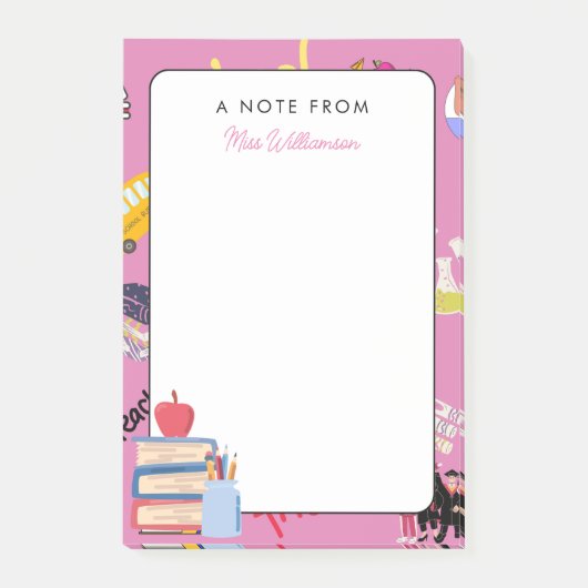 Post-it® Pink Back To School Une note de l'enseignant Cute (Devant)