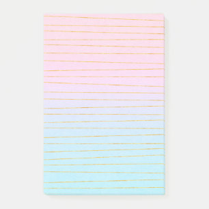 Post-it® Pink Blue Pastel dégradé avec Gold Lines