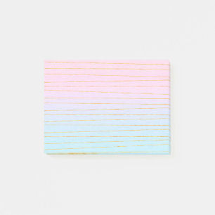 Post-it® Pink Blue Pastel dégradé avec Gold Lines