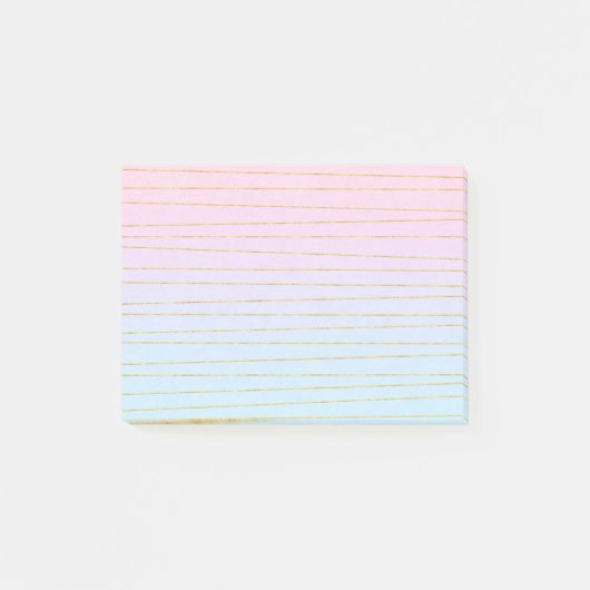 Post-it® Pink Blue Pastel dégradé avec Gold Lines (Devant)