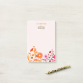 Post-it® Pink Boho Pays Bloc-notes floral (Sur un bureau)