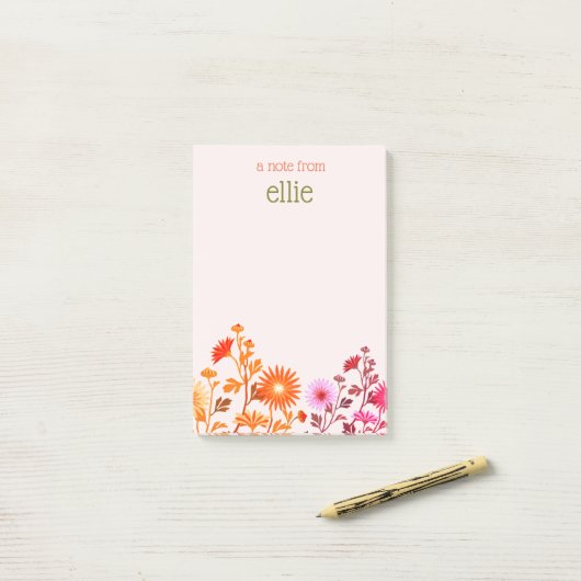 Post-it® Pink Boho Pays Bloc-notes floral (Sur un bureau)