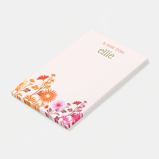 Post-it® Pink Boho Pays Bloc-notes floral (Incliné)
