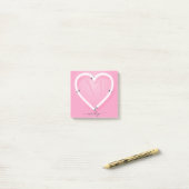 Post-it® Pink Chic Neon Coeur Signer Monogramme Nom Non (Sur un bureau)