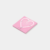 Post-it® Pink Chic Neon Coeur Signer Monogramme Nom Non (Incliné)