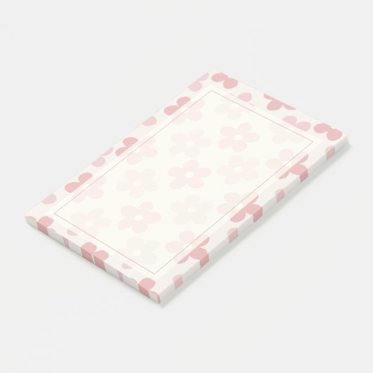 Post-it® Pink Cream Daisy Flowers Retro Pattern (Incliné)