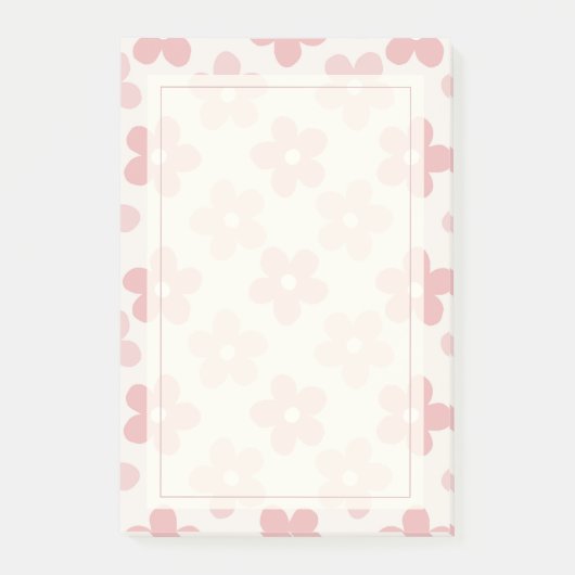 Post-it® Pink Cream Daisy Flowers Retro Pattern (Devant)