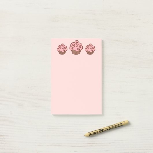 Post-it® Pink Cupcake Kitchen School Post It Notes Cadeau (Sur un bureau)