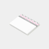 Post-it® Pink Dk Gray White LG Chevron Gray Name Monogram (Incliné)