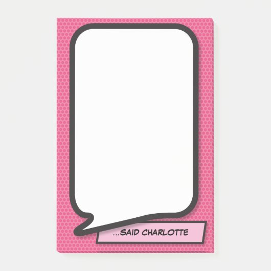 Post-it® Pink Fun Moderne Discours Personnalisé Bulle (Devant)