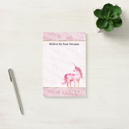 Post-it® Pink Glitz Glitter Unicorn (Bureau)