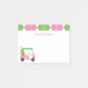 Post-it® Pink & Green Golf Personnalisé Post-it Bloc-notes
