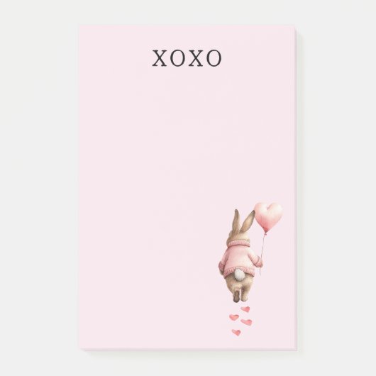 Post-it® Pink Heart Balloon footsteps Bunny (Devant)