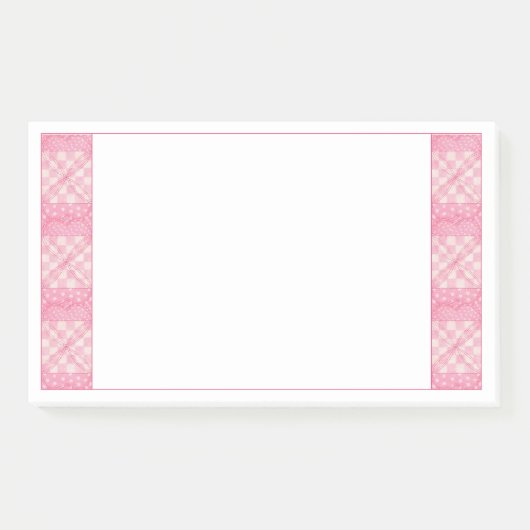 Post-it® PINK HEART QUILT 10x6 Post It Notepad (Devant)