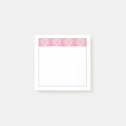 Post-it® PINK HEART QUILT 3x3 Post It Notepad (Devant)