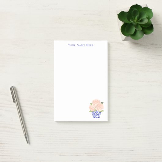 Post-it® Pink Hydrangea in Chinoiserie Planer Note  (Bureau)