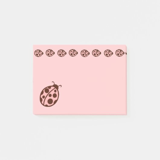 Post-it® Pink Ladybug Post It Notes Cadeau (Devant)