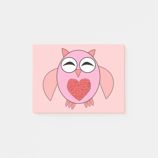 Post-it® Pink Love Heart Owt Post il note Pad (Devant)