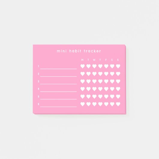 Post-it® Pink Mini Habit Tracker Sticky Notes (Devant)