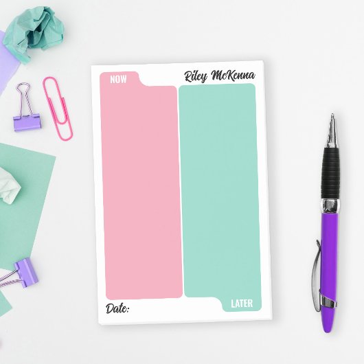 Post-it® Pink Mint Maintenant & Plus Tard Pour Effectuer La