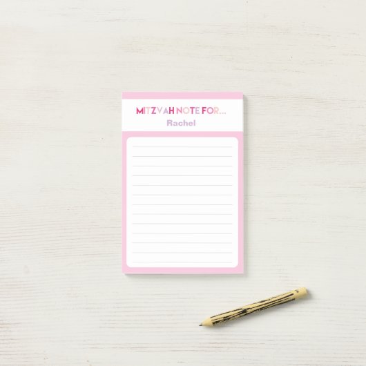 Post-it® Pink Mitzvah Note : 4 x 6 Sticky Pad (Sur un bureau)
