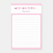 Post-it® Pink Mitzvah Note : 4 x 6 Sticky Pad (Devant)