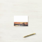 POST-IT® PINK MOUNTAINS LAC ALPINE SUNSET PAYSAGE (Sur un bureau)