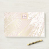 Post-it® Pink palm feuillage or monogramme (Sur un bureau)